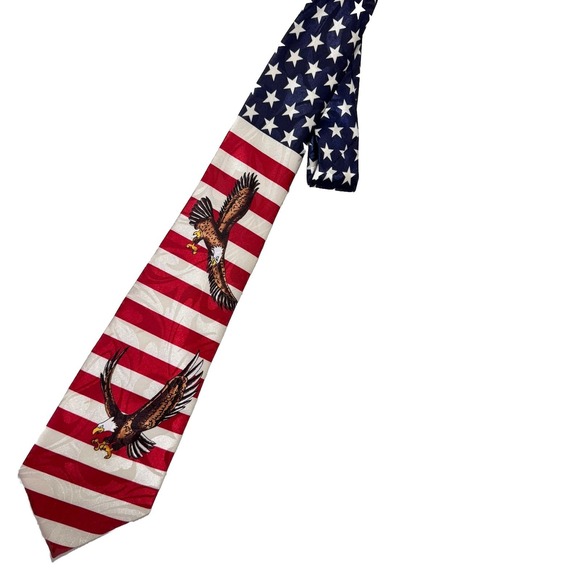 Fratello Other - Fratello Men's Necktie Tie Bald Eagle American Flag Patriotic 57"